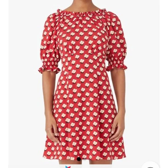 kate spade red floral dress Kate Spade Block Flower Fluid Dress, Lava Falls